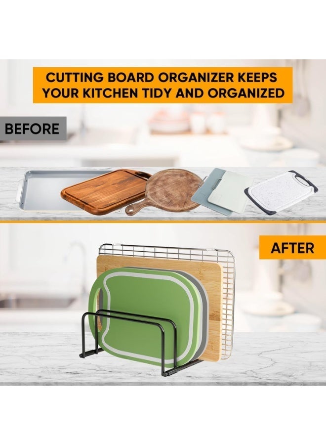 حامل تنظيم لوحات القطع المعدنية - حامل أسود للوحات القطع ورقائق الخبز وتخزين أدوات الخبز على سطح المطبخ - Image 4